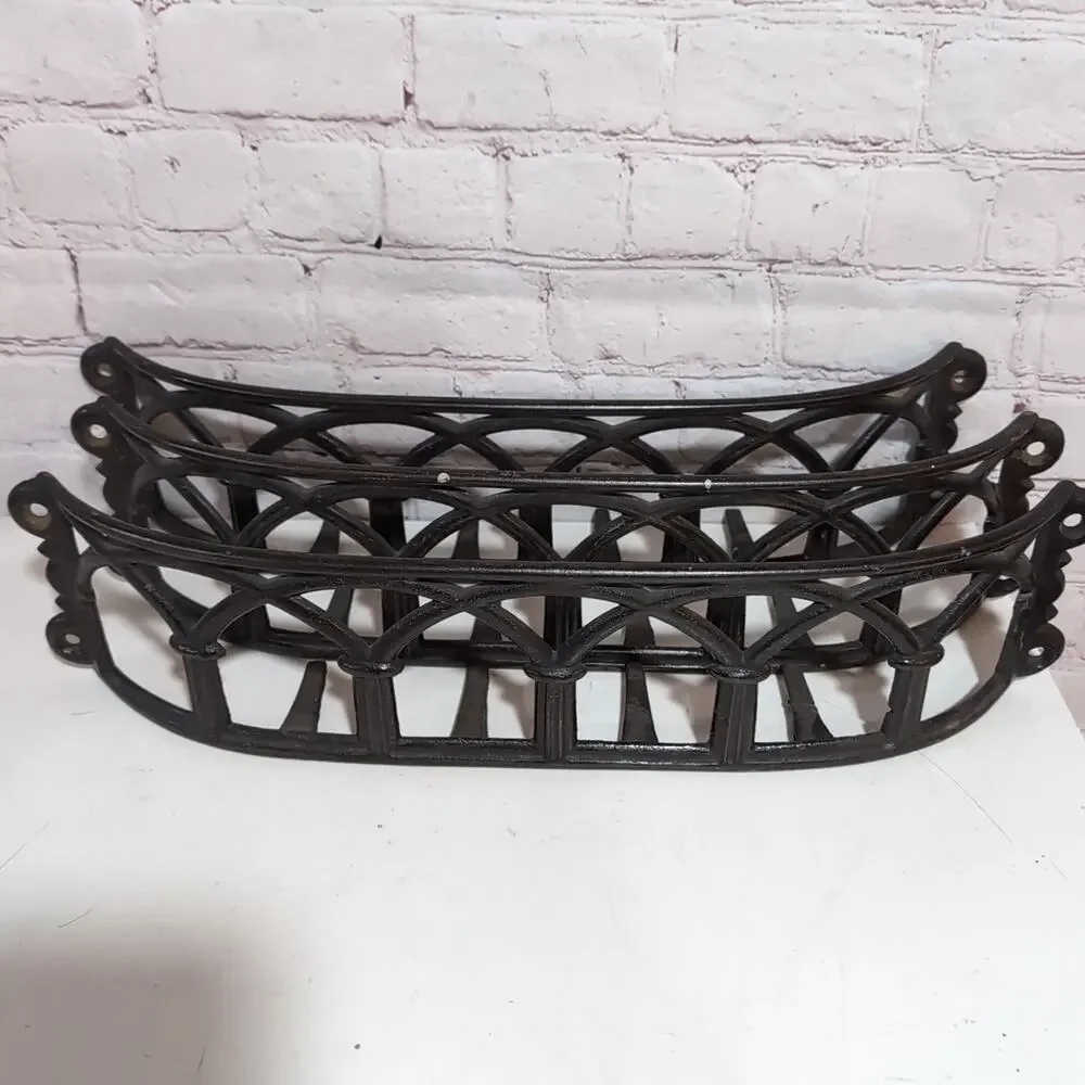 Vintage Cast Iron Pew Bible Hymnal Book Holder Wall Rack Art Deco Architectural